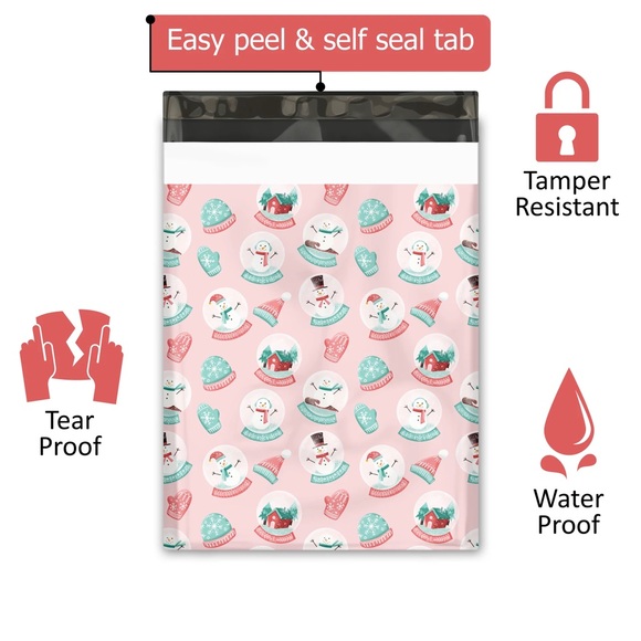 Christmas Snow globes Poly Mailers 10x13 Pack of 25 - Picture 6 of 9